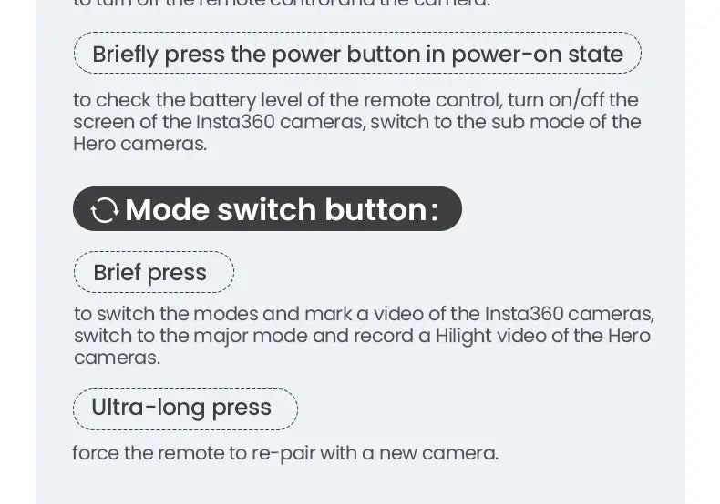 aMagisn 50M Bluetooth Remote Control for Insta360 X5 / X4 Air / Ace Pro 2 Gopro Hero 13 12 Camera iOS Android Shutter Controller - Magic Remotes