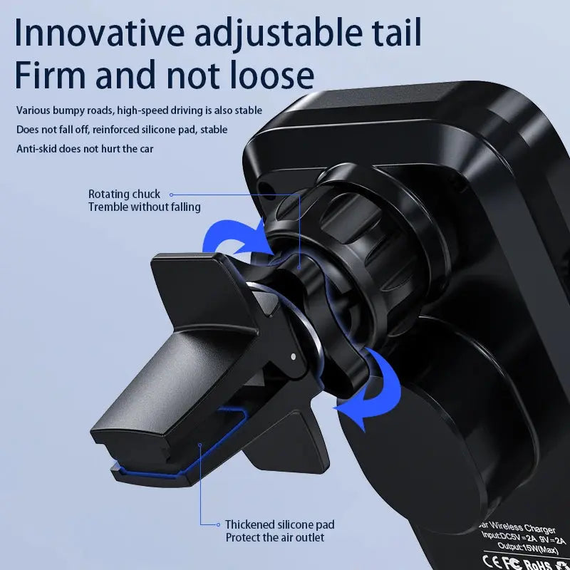 Wireless Car Charger Dual Coil Car Phone Holder Stand for Samsung Galaxy Z Flip 5 4 3 S22 S21 iPhone 14 13 Fast Charging Station - Magic Remotes