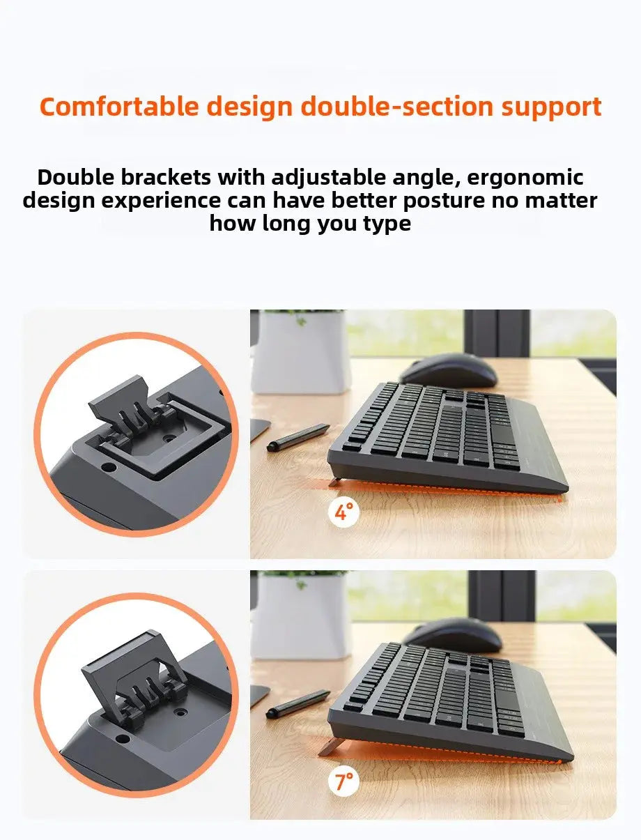 Dual-mode 2.4G Wireless Keyboard Mouse Combo Mute Rechargeable Keyboard Mouse Set With Multi-Function Keys for Windows PC Gamer Magic Remotes