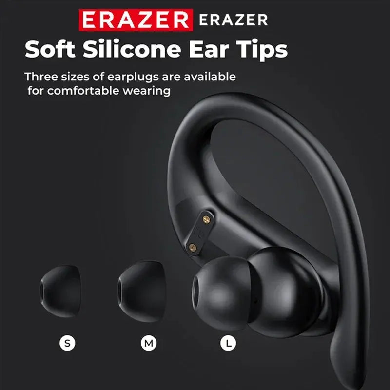 ERAZER XT60pro Sports Wireless Headphones Bluetooth Earphones HiFi Earbuds Noise Reduction Headset with Mic Earhook Magic Remotes