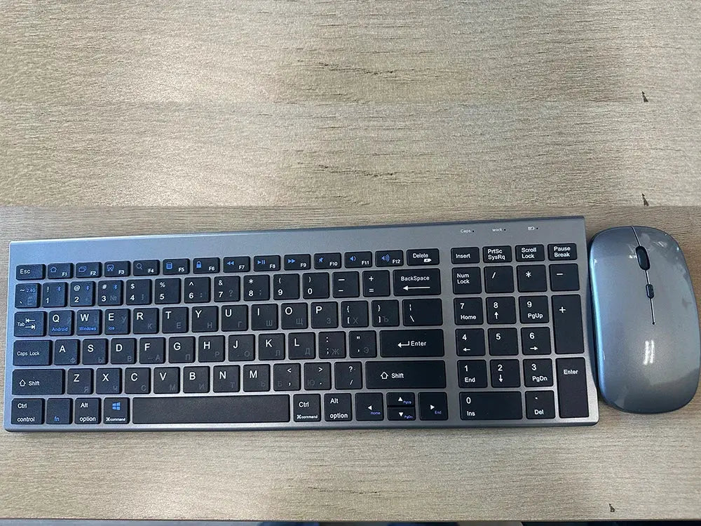 Gray Bluetooth 5.0 & 2.4G Wireless Keyboard Mouse Combo Rechargeable Full Size Wireless Keyboard for Notebook Laptop - Magic Remotes