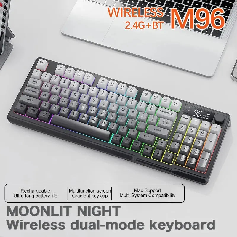 M96 Bluetooth Keyboard Wireless FREEWOLF Screen Gaming Keyboard,Electronic Screen, Multi-Device Connection,Ergonomics Gaming - Magic Remotes