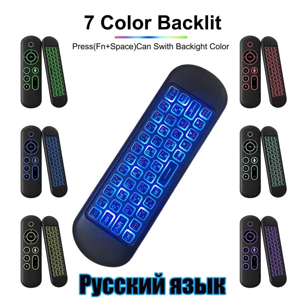 Remote Control Air Mouse Voice Gyroscope 7 Color Backlit Mini Keyboard Dual Mode 2.4G BT5.2 Wireless For Android Smart TV Box PC - Magic Remotes