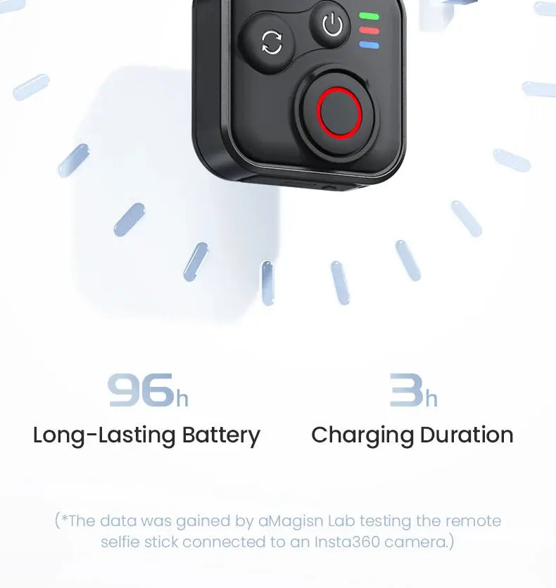 aMagisn 50M Bluetooth Remote Control for Insta360 X5 / X4 Air / Ace Pro 2 Gopro Hero 13 12 Camera iOS Android Shutter Controller - Magic Remotes