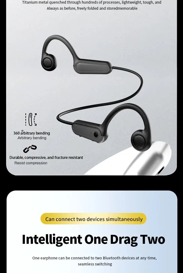 B8 True Bone Conduction Earphones Bluetooth 5.3 Sports Wireless Headphones Ear Hook IPX5 Waterproof Headset for Running Driving Magic Remotes