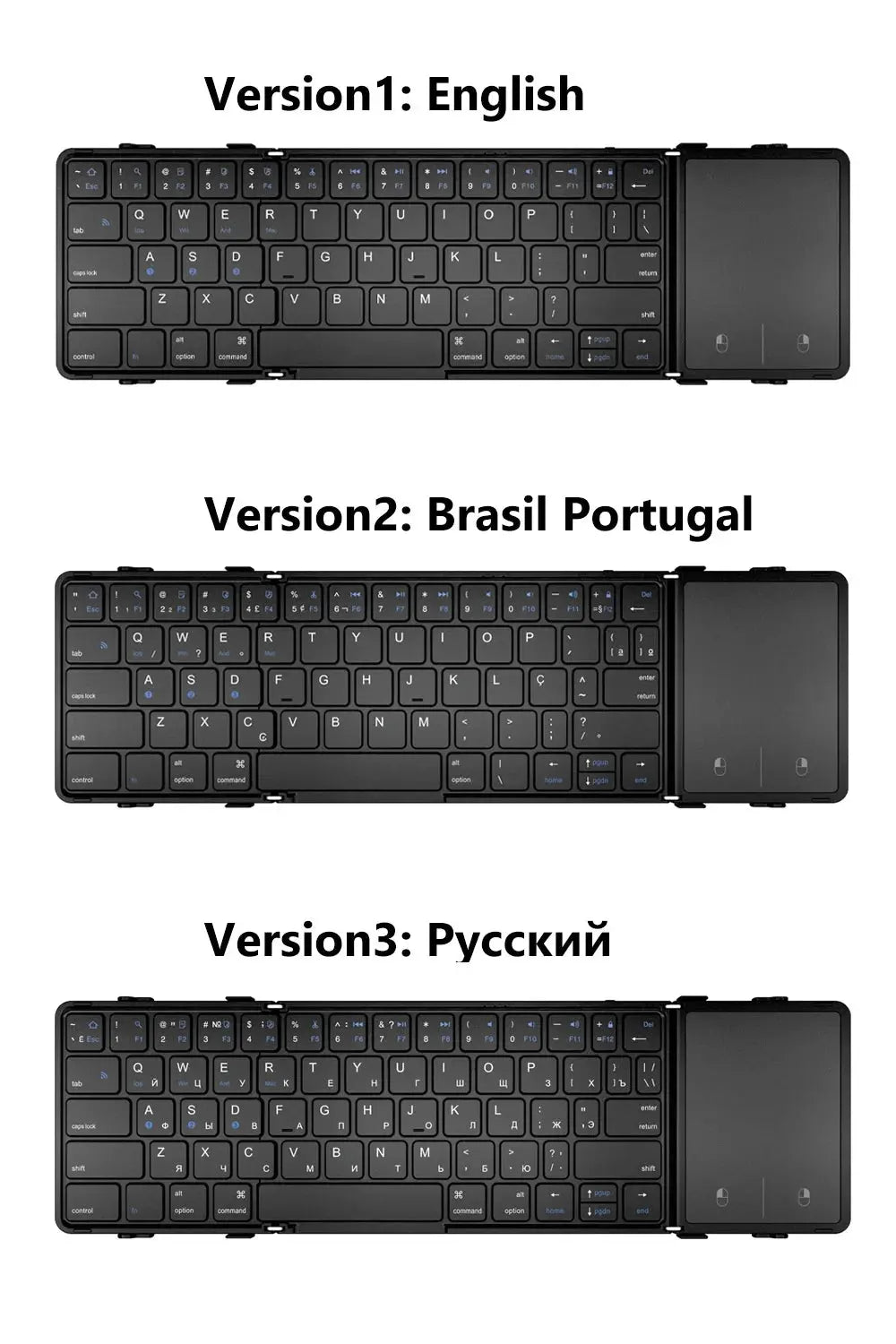Folding Bluetooth Keyboard with Touchpad Wireless Foldable Keyboard with PU Leather for iOS Android Windows,Support 3 Devices - Magic Remotes