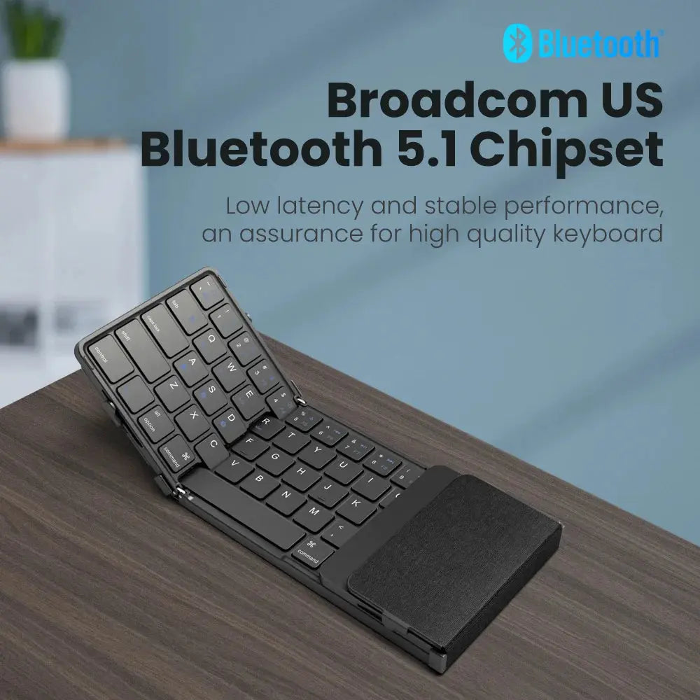 Folding Bluetooth Keyboard with Touchpad Wireless Foldable Keyboard with PU Leather for iOS Android Windows,Support 3 Devices - Magic Remotes