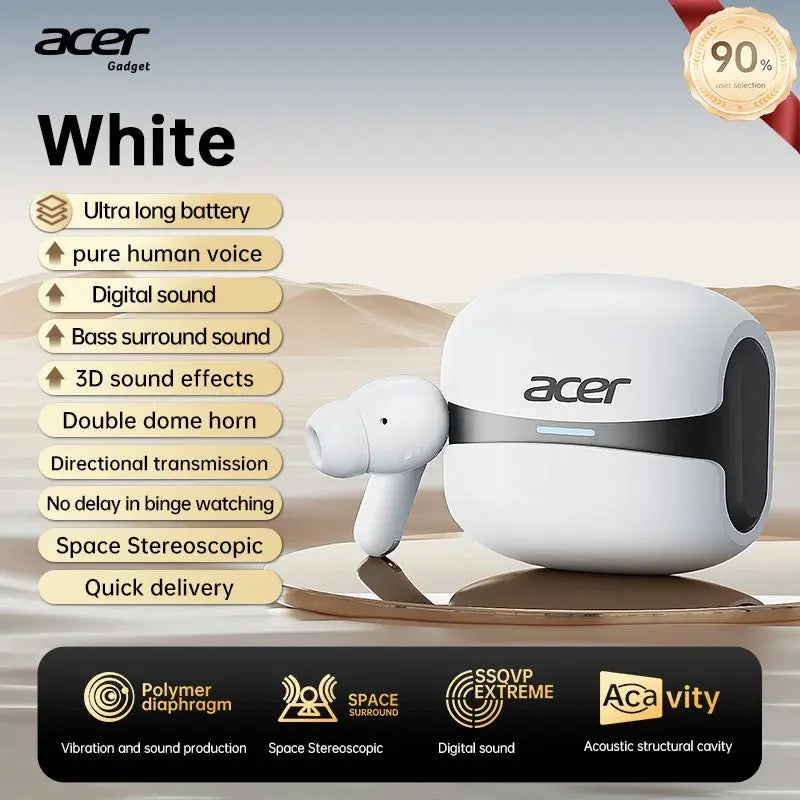 Acer Ohr548 Wireless Bluetooth Headphones with In-Ear Design, Anc Call Noise Reduction, Charging Case, Stereo Sound Effect, Low Latency for Gaming, Comfortable Fit for Sports, Running, and Fitness Magic Remotes