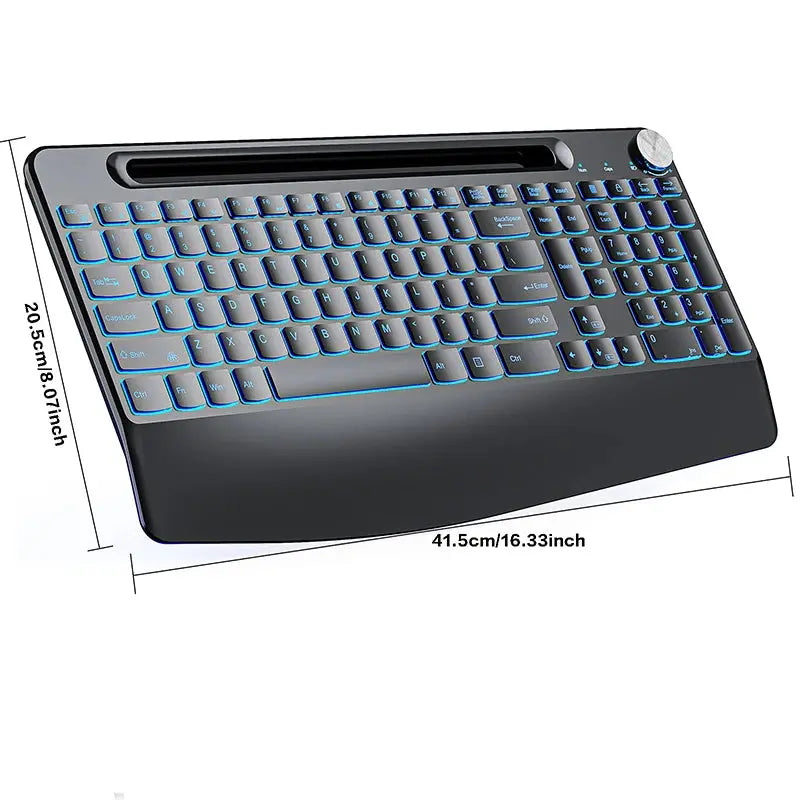 2.4G&Type-C Wireless Keyboard Mouse Combo with Wrist Rest,RGB Backlit,Silent Rechargeable Set for PC,Laptop,Window,Jiggler Mouse Magic Remotes
