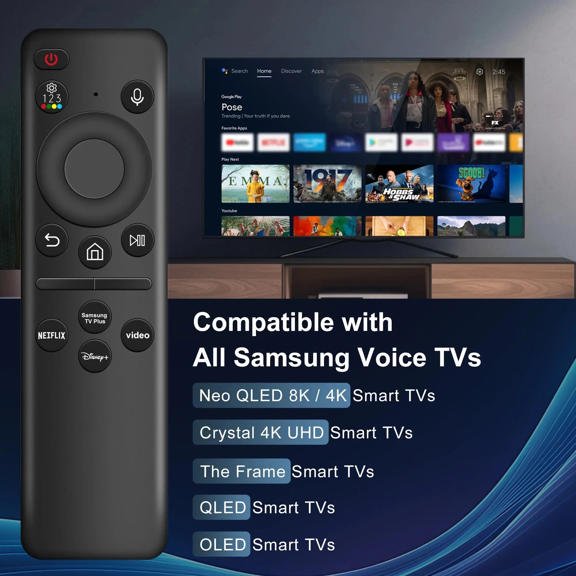 Voice Remote Control for Samsung Smart TV NEO QLED Replacement Remote Control for Samsung TV Rechargable Solar Remote Control Magic Remotes