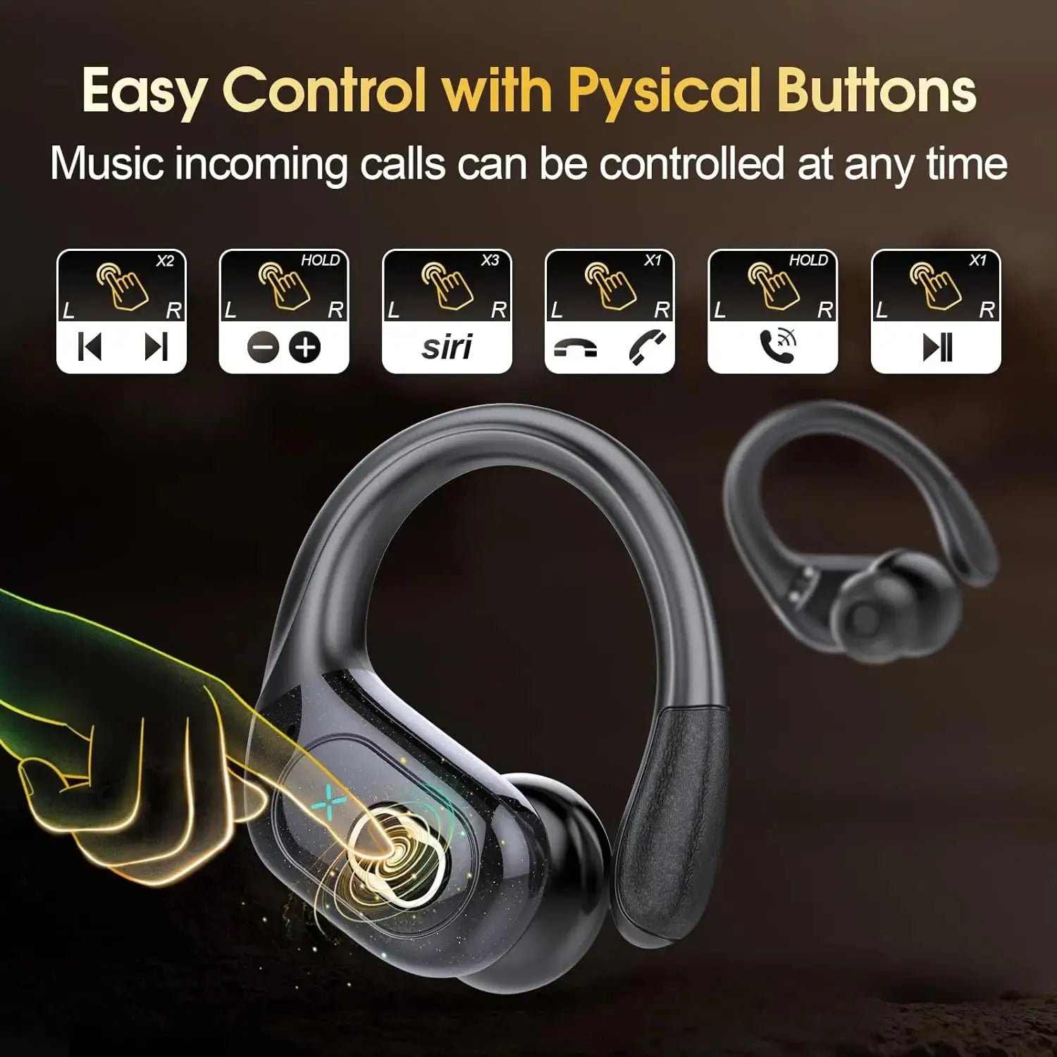 TWS Sports Earbuds Bluetooth 5.4 HIFI Bass Wireless Headphones LED Touch Hands-free Earphone Noise Cancelling Waterproof Headset Magic Remotes