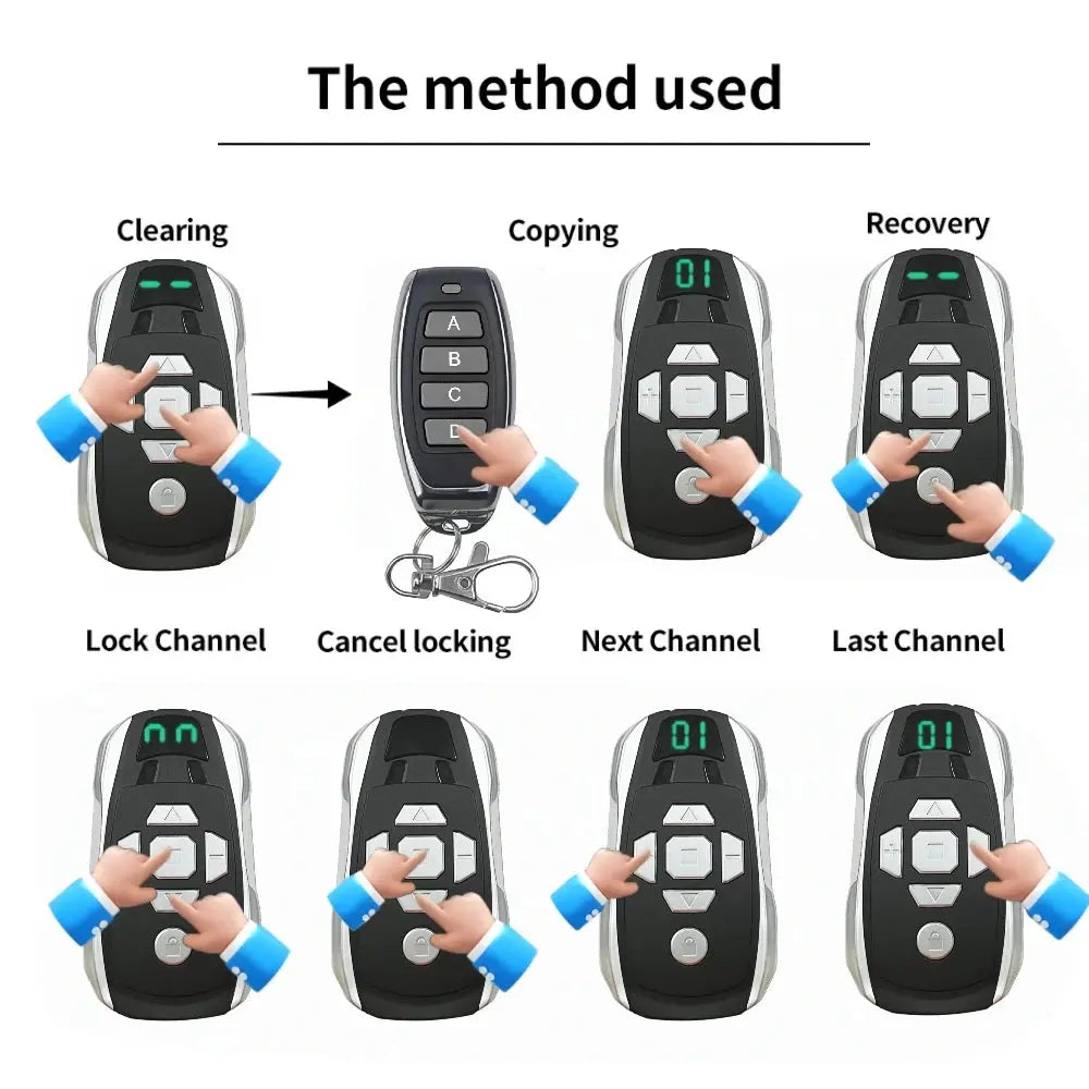 20-Channel Rechargeable Key Duplicator for Universal Garage Door Remote Control Gate Controller Clone Multi-frequency 300-915Mhz Magic Remotes