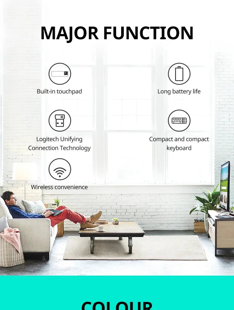 Logitech K400 Plus Wireless Keyboard Touchpad TV Compatible Long Battery Life for Windows Android TV - Magic Remotes