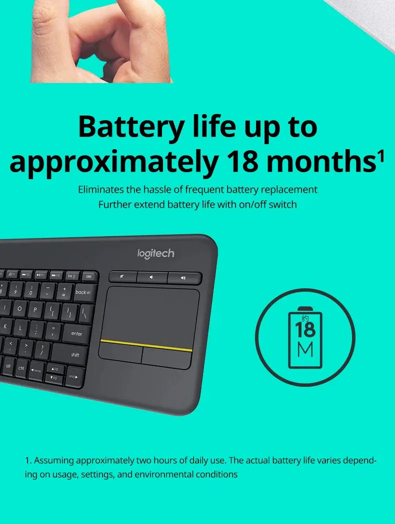 Logitech K400 Plus Wireless Keyboard Touchpad TV Compatible Long Battery Life for Windows Android TV - Magic Remotes