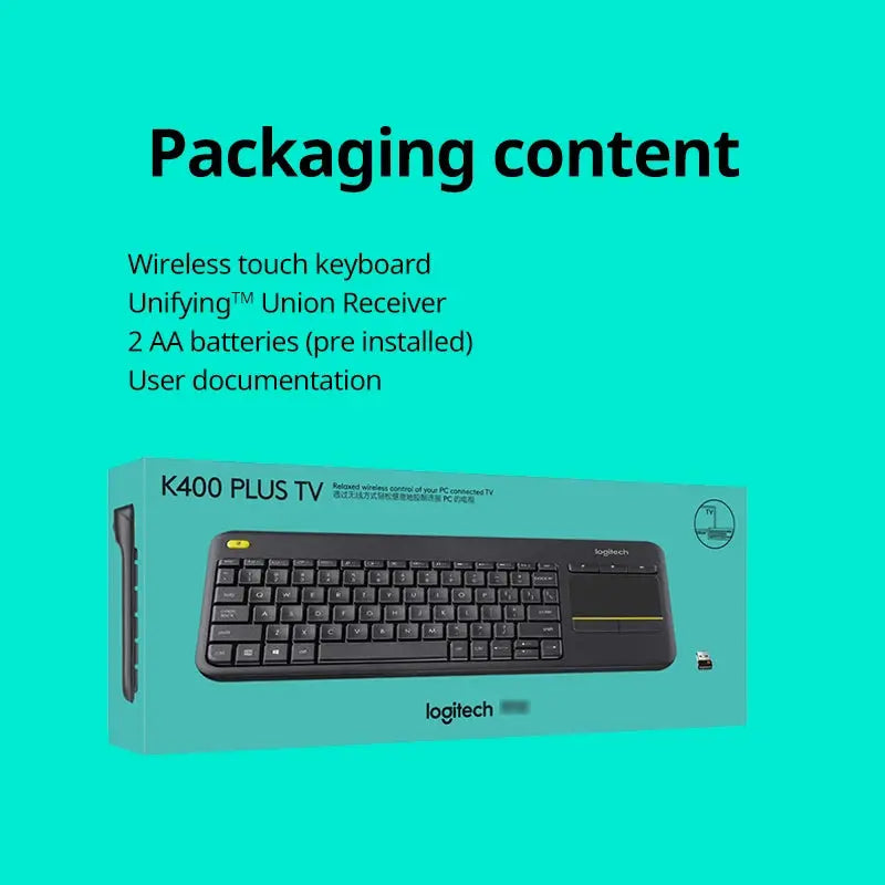 Logitech K400 Plus Wireless Keyboard Touchpad TV Compatible Long Battery Life for Windows Android TV - Magic Remotes