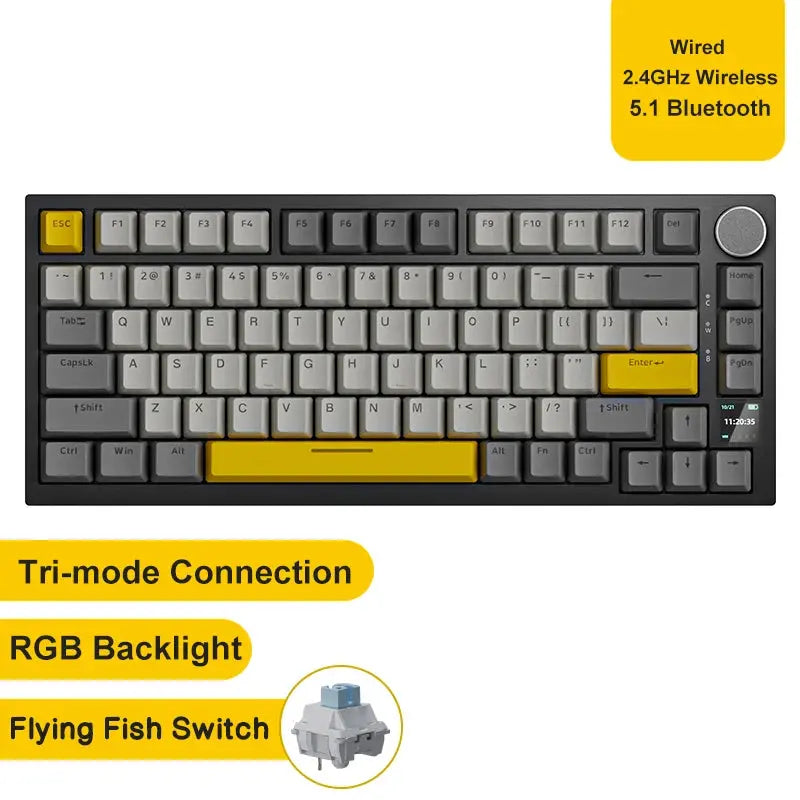 Ajazz AK820/AK820Pro Gaming Mechanical Keyboard Bluetooth 5.1/Wireless/C-Wired Customized Keyboard with Knob Hot Swapping Gasket - Magic Remotes