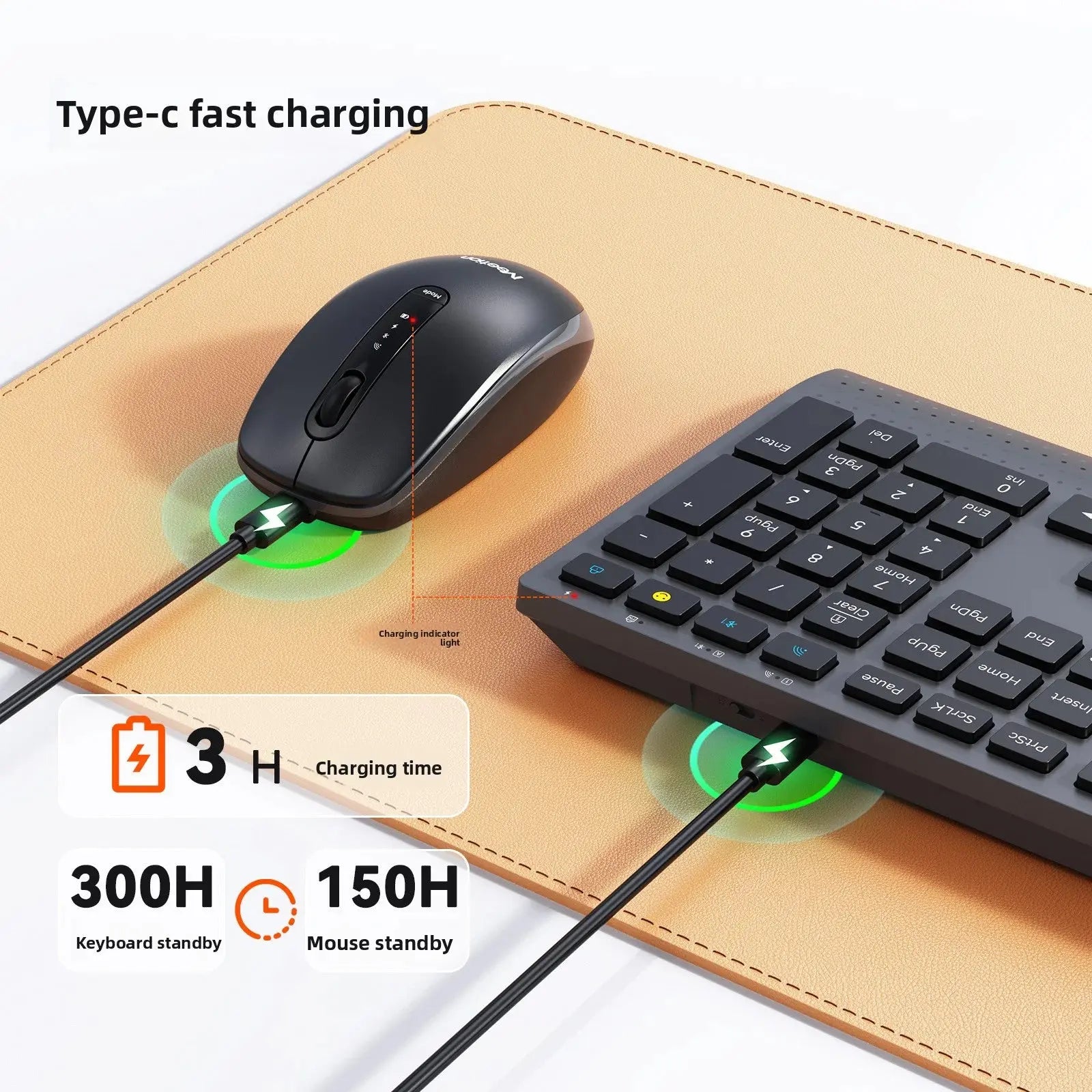 Dual-mode 2.4G Wireless Keyboard Mouse Combo Mute Rechargeable Keyboard Mouse Set With Multi-Function Keys for Windows PC Gamer Magic Remotes