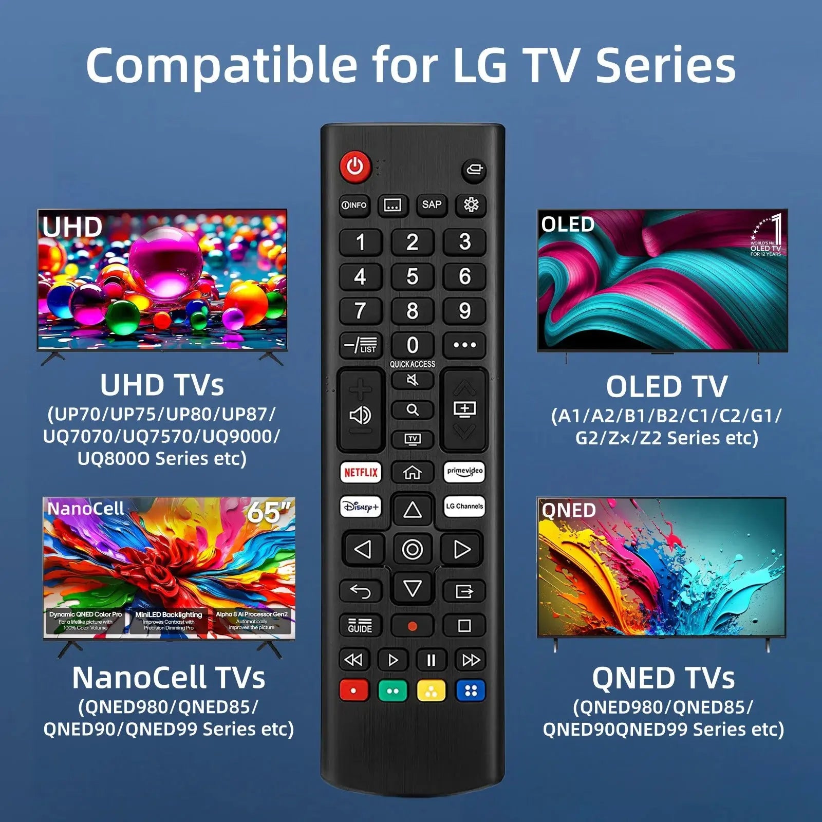 Universal Remote for L-G TV Remote Control (All Models) Compatible with All LG LED OLED LCD UHD HDTV HDR Webos 4K 8K Smart TV Magic Remotes