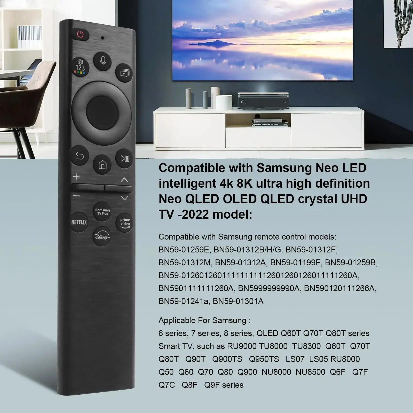 BN59-01385A Solar Voice Remote for Samsung TV Remotes Replacement with Bluetooth Rechargeable Solar Cell Fit for Samsung Remote - Magic Remotes