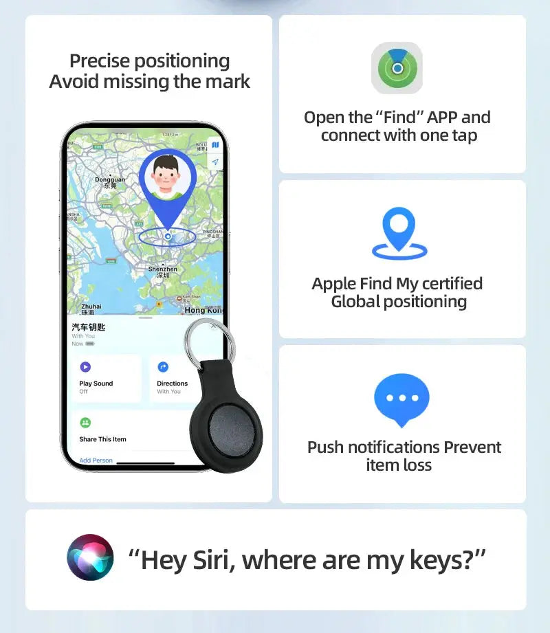 Smart iOS GPS Tracker Tag Suitable For Apple iOS Airtag Anti Loss Locator Car Key Bicycles Elderly People Pets Anti Loss Tracker - Magic Remotes