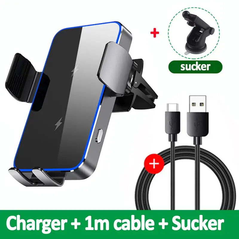 Wireless Car Charger Dual Coil Car Phone Holder Stand for Samsung Galaxy Z Flip 5 4 3 S22 S21 iPhone 14 13 Fast Charging Station - Magic Remotes