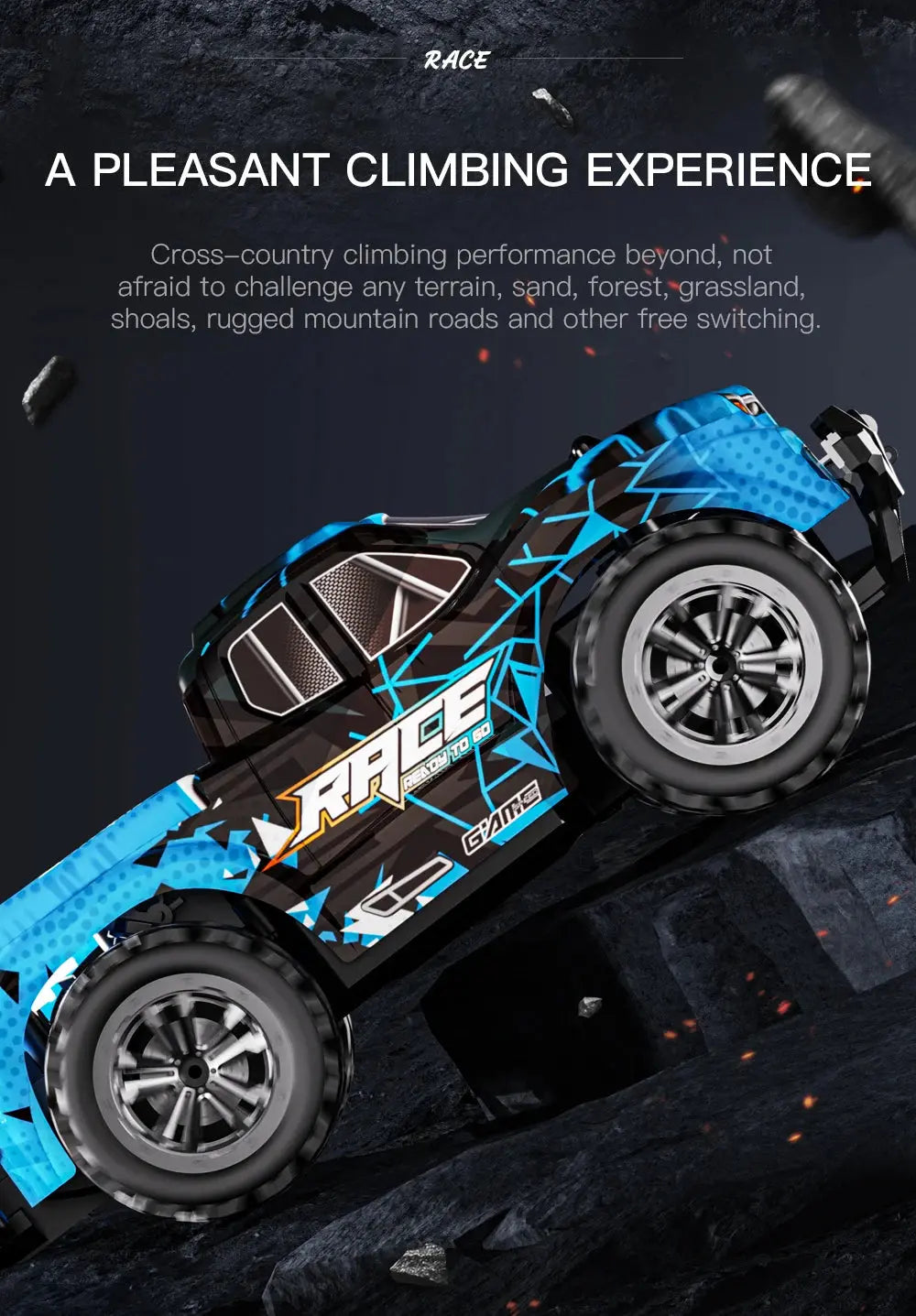 ZWN 1:16/1:20 2.4G Model RC Car With LED Light 2WD Off-road Remote Control Climbing Vehicle Outdoor Cars Toy Gifts for Kids Magic Remotes