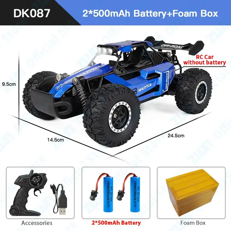 ZWN 1:16/1:20 2.4G Model RC Car With LED Light 2WD Off-road Remote Control Climbing Vehicle Outdoor Cars Toy Gifts for Kids Magic Remotes