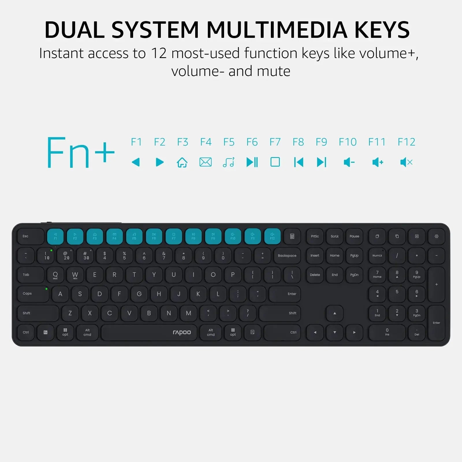 Rapoo 9560M Wireless Keyboard and Mouse Combo E9550L USB-C Rechargeable 110-Key Ultra-Thin Keyboard and MT760SE Wireless Mouse Magic Remotes