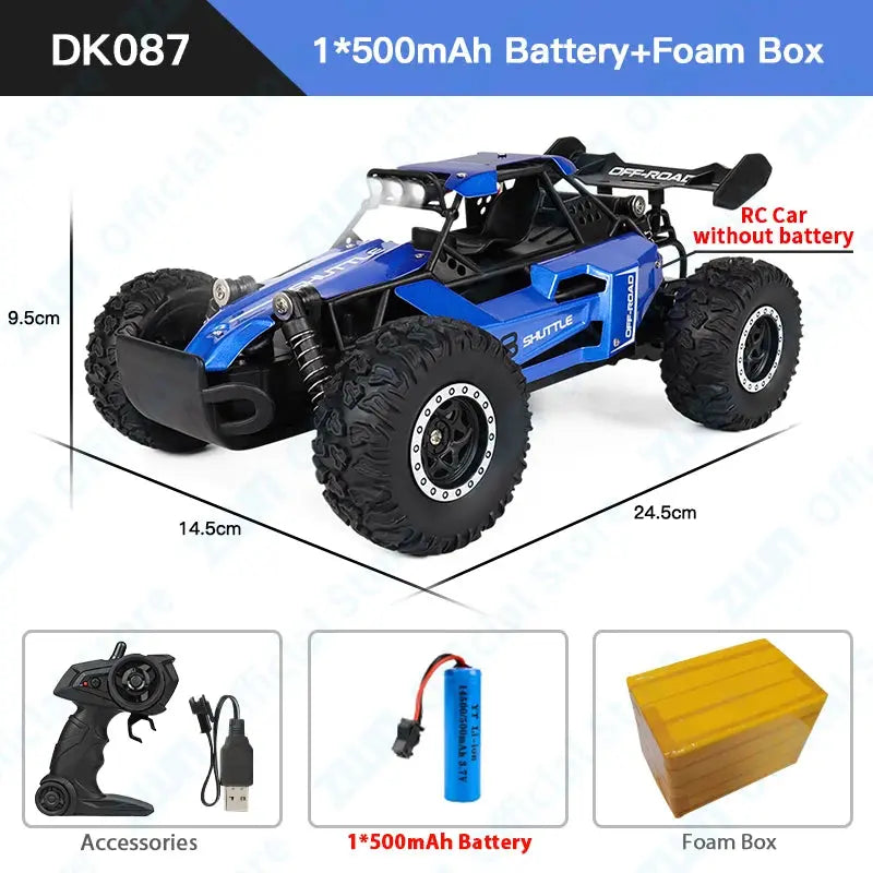 ZWN 1:16/1:20 2.4G Model RC Car With LED Light 2WD Off-road Remote Control Climbing Vehicle Outdoor Cars Toy Gifts for Kids Magic Remotes