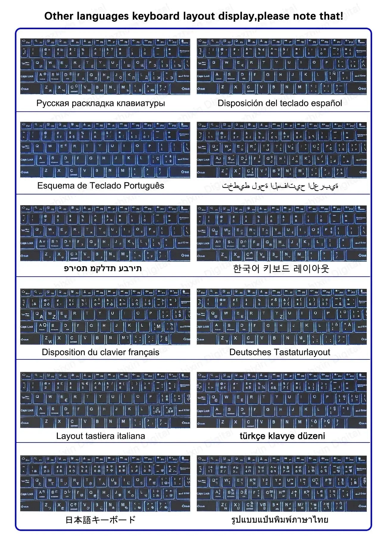 Mini Backlit RGB 10inch Bluetooth Keyboard Wireless mouse Rechargeable for Spanish Russian Hebrew Korean French Arabic Portugal - Magic Remotes
