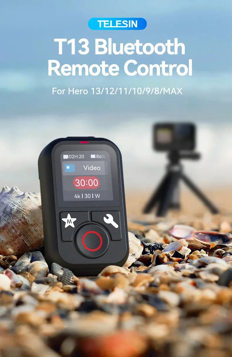 TELESIN T13 Bluetooth Remote Control 50M Waterproof for GoPro Hero12/11/10/9/8/Max Colorful Screen for Action Camera Accessories - Magic Remotes