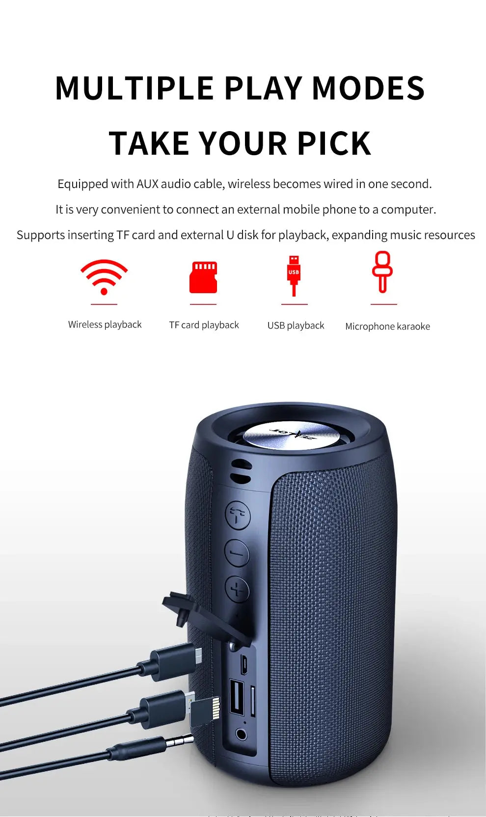 Zealot-S32 Wireless Speaker Outdoor Portable Subwoofer Speaker, Waterproof IPX 6, Dual Pairing,1800mAh Battery Magic Remotes