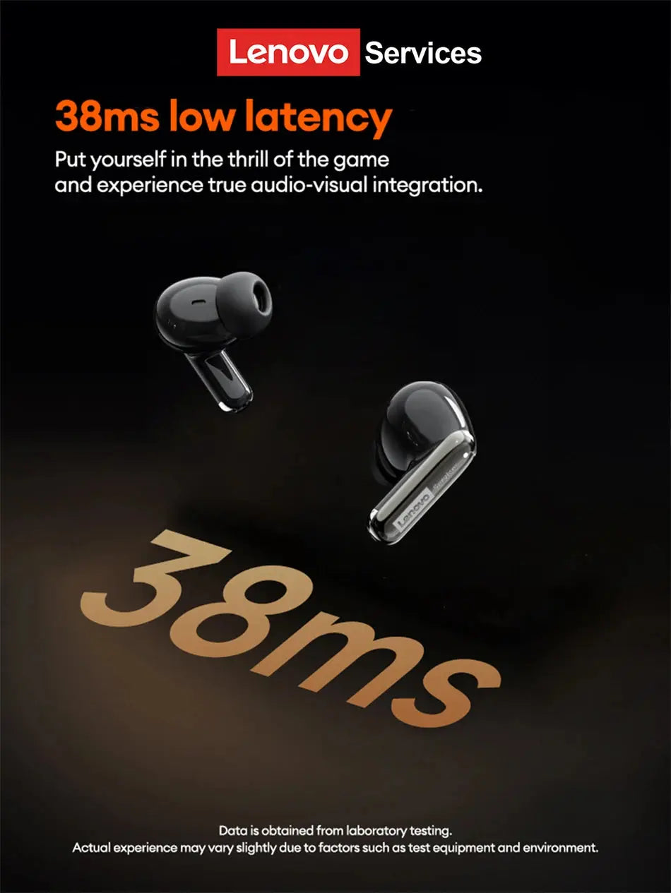 Lenovo LE208 TWS Bluetooth 6.0 Wireless Leather Earphones Stereo ENC Noise Cancelling Headphone 38ms Low Latency Gaming Headset Magic Remotes