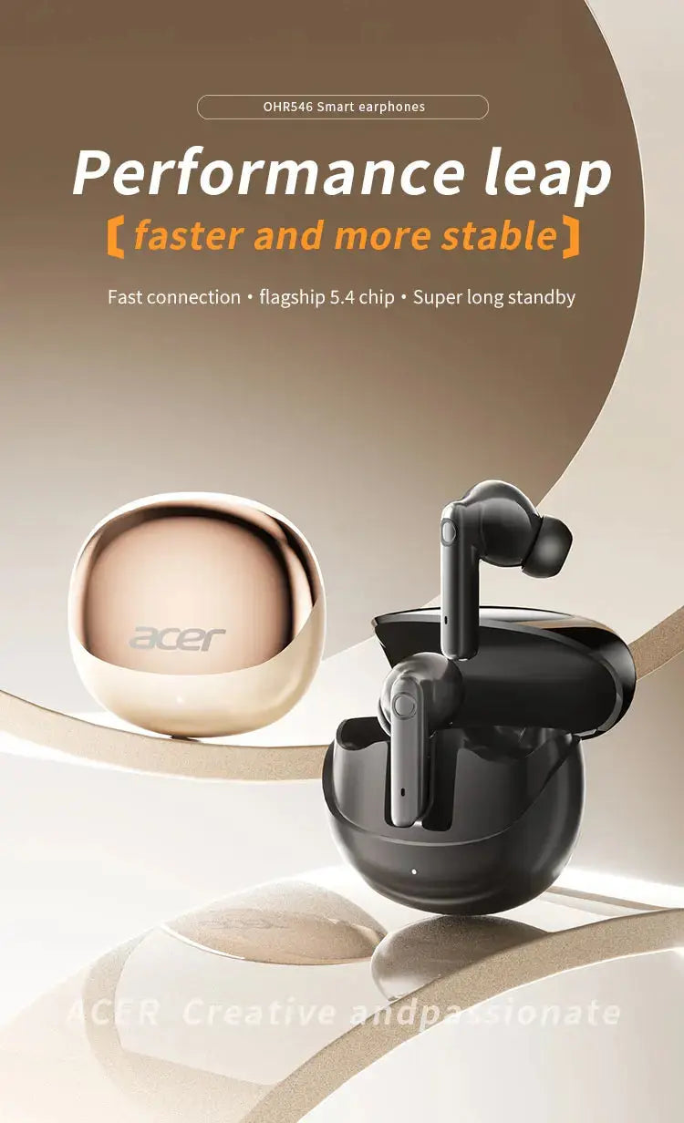 Acer Ohr546 Bluetooth Headphones 2025 New Model Wireless Earphones In-Ear Design Comfortable to Wear for Sports, Running, and Calls, Noise Reduction, Compatible with Mobile Phones, Tablets, and Laptop Devices Magic Remotes