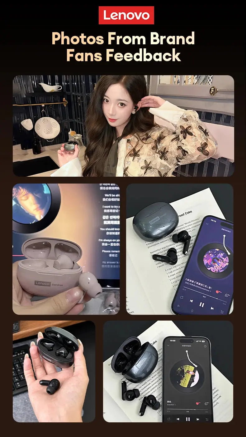 Choice Lenovo Wireless Earphones Bluetooth 6.0 Low Latency Gaming Headset Sport Earbuds XT88Plus Business Headphone 300mAh LE202 Magic Remotes