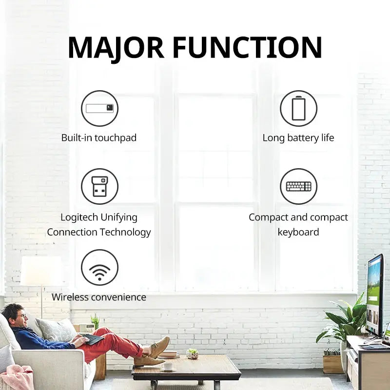Logitech K400 Plus Wireless Keyboard Touchpad TV Compatible Long Battery Life for Windows Android TV - Magic Remotes