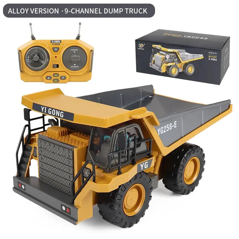 ZWN 2.4G Remote Control Excavator Dump Truck RC Model Car Toy Professional Alloy Plastic Simulation Construction Vehicle for Kid Magic Remotes