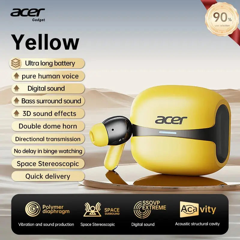 Acer Ohr548 Wireless Bluetooth Headphones with In-Ear Design, Anc Call Noise Reduction, Charging Case, Stereo Sound Effect, Low Latency for Gaming, Comfortable Fit for Sports, Running, and Fitness Magic Remotes