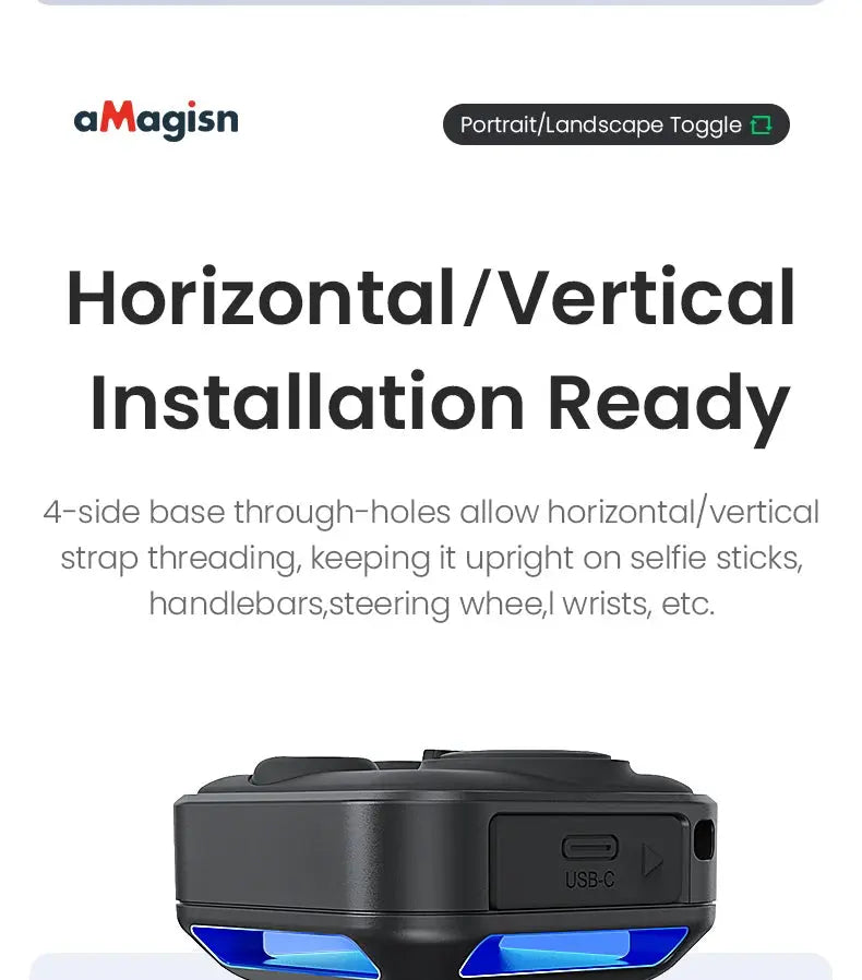 aMagisn 50M Bluetooth Remote Control for Insta360 X5 / X4 Air / Ace Pro 2 Gopro Hero 13 12 Camera iOS Android Shutter Controller - Magic Remotes