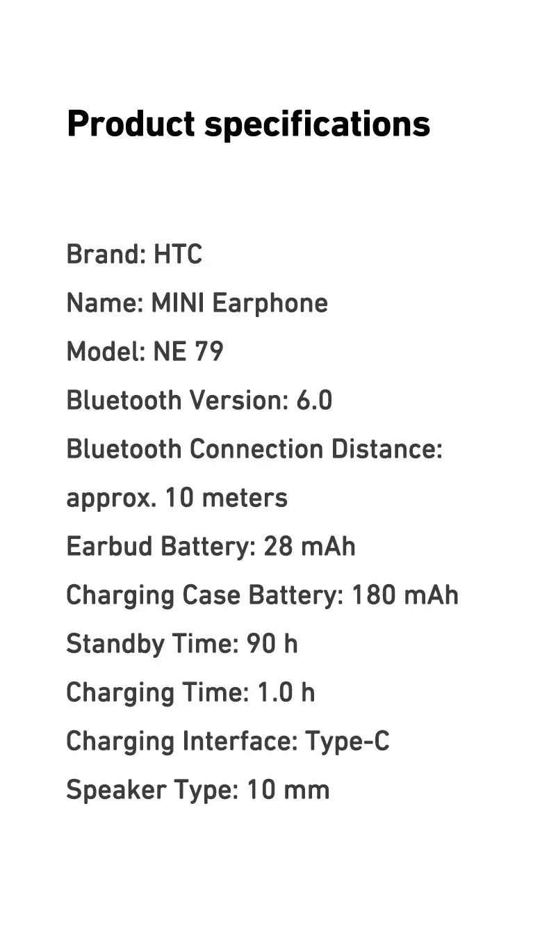 HTC NE79 TWS Wireless Bluetooth Earphones: AI Translator Earbuds Noise Cancellation Long Battery Life Premium Audio Headphones Magic Remotes