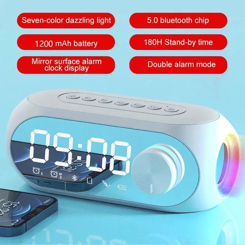 Alarm Clock Radio FM Bluetooth Speaker Portable Subwoofer Caixa De Som Sound Box Music Wireless Mini Woofers Bocina Lamp Column Magic Remotes