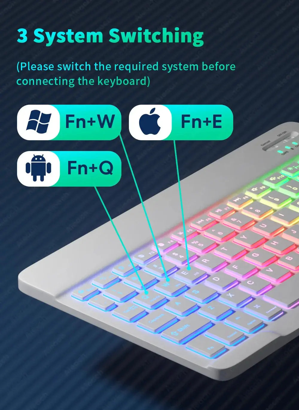 Keyboard For Tablet Android iOS Windows Wireless Mouse Keyboard Bluetooth-compatible Rainbow Backlit Keyboard For iPad Phone - Magic Remotes
