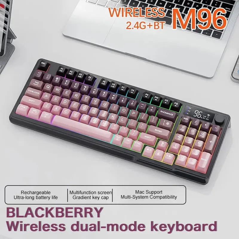 M96 Bluetooth Keyboard Wireless FREEWOLF Screen Gaming Keyboard,Electronic Screen, Multi-Device Connection,Ergonomics Gaming - Magic Remotes