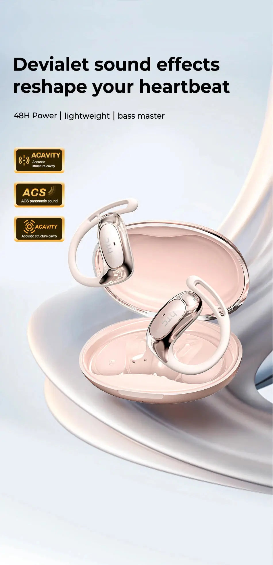 Bluetooth Auricles HTC NE35 2026 AI Real-Time Language Translator Earbuds 134 Languages BT6.0 IPX5 90H Battery Wireless Headset Magic Remotes