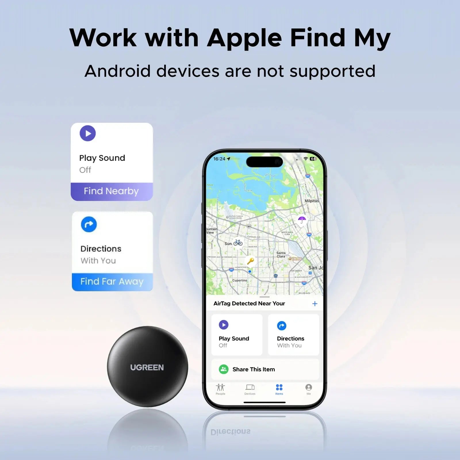 UGREEN Finder Security SmartTrack Link Smart Tag With Apple Find My Key Bluetooth GPS Tracker For Earbud Luggage MFi Finder IOS - Magic Remotes