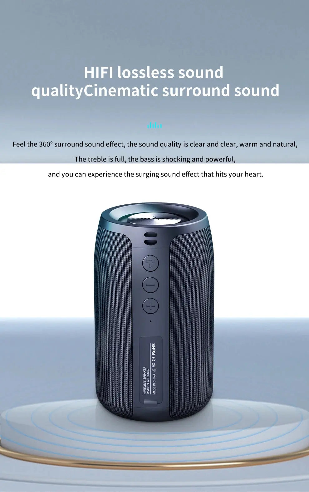 Zealot-S32 Wireless Speaker Outdoor Portable Subwoofer Speaker, Waterproof IPX 6, Dual Pairing,1800mAh Battery Magic Remotes