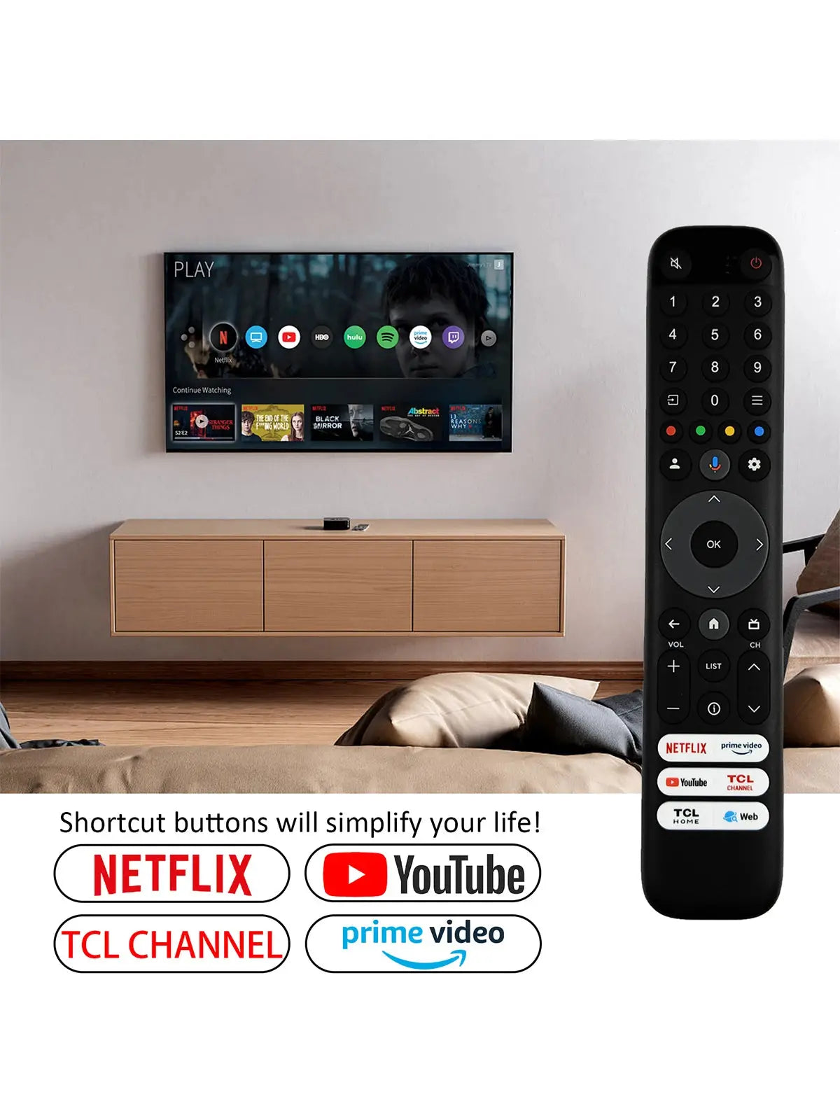 New Replacement RC833 GUB1 Voice Remote Control Suitable For TCL QLED Smart TV 50 55 65 75C645 P745 C745 C845 Magic Remotes