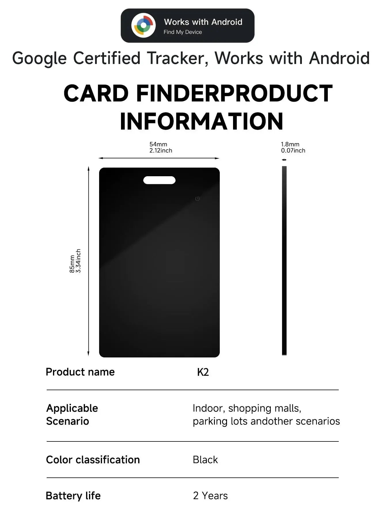 Android tracker card global positioner card locator ultra thin wallet tracker works with google find my device google's find hub - Magic Remotes