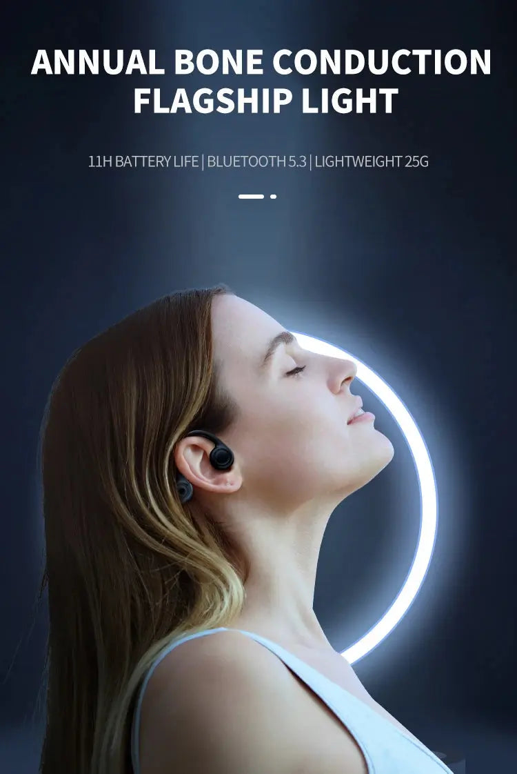 B8 True Bone Conduction Earphones Bluetooth 5.3 Sports Wireless Headphones Ear Hook IPX5 Waterproof Headset for Running Driving Magic Remotes