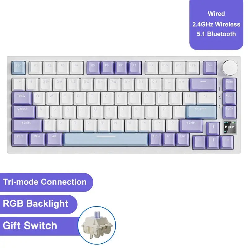 Ajazz AK820/AK820Pro Gaming Mechanical Keyboard Bluetooth 5.1/Wireless/C-Wired Customized Keyboard with Knob Hot Swapping Gasket - Magic Remotes